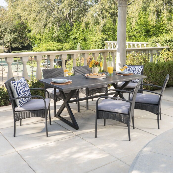 Breakwater Bay Neville 7 Piece Dining Set with Cushions & Reviews